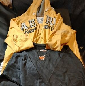 Majestic Black Long Sleeve  Size? & Aeropostale Yellow Hoodie Size Xxl